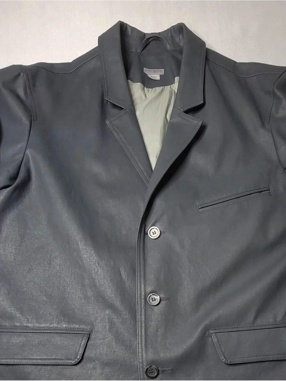 Men's Slate Gray Leather Blazer - Tailored Three-Button Sport Coat